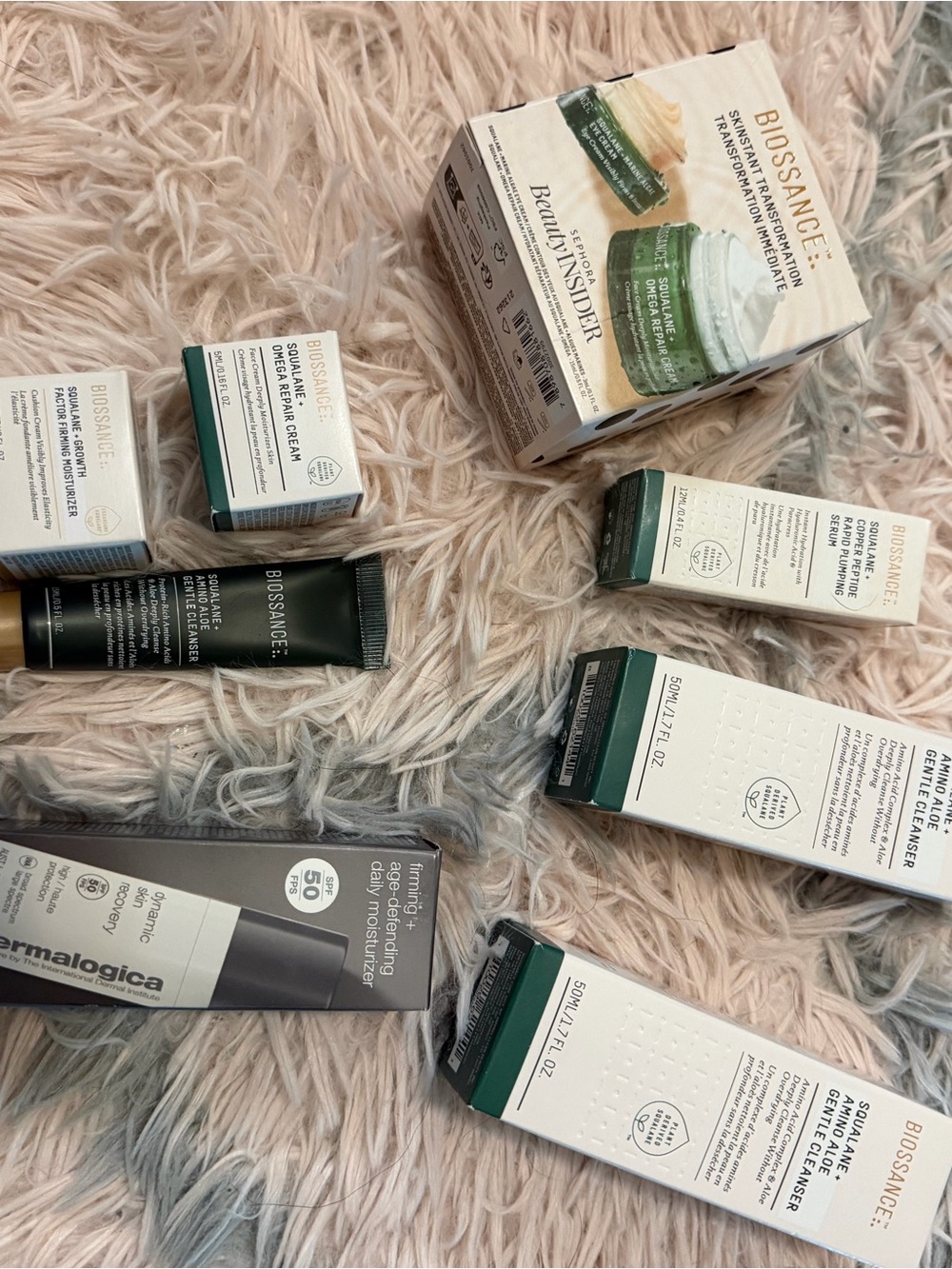 Biossance Cleanser & Skincare Set - Green, White, Cream